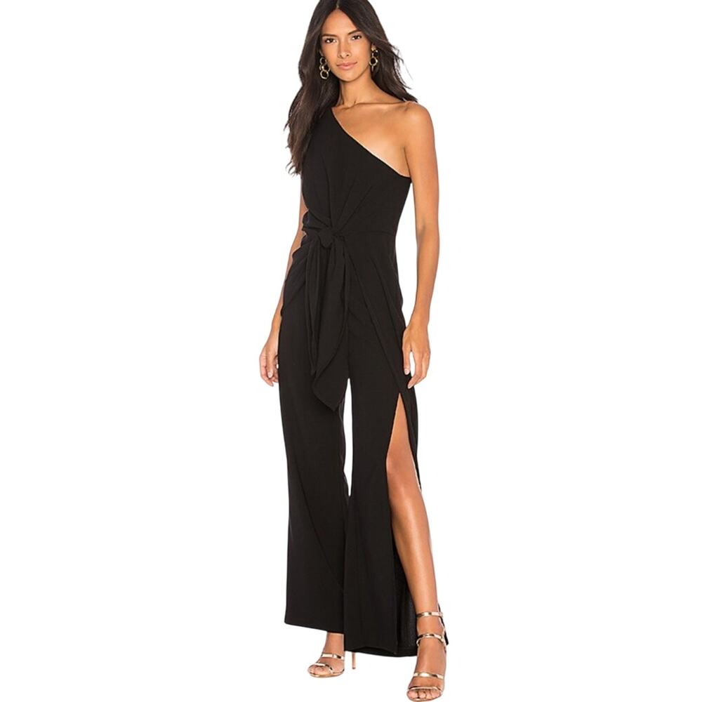 Revolve‎ Bardot One Shoulder Bellini Black Jumpsuit, Sz 10/Lg Party New Years